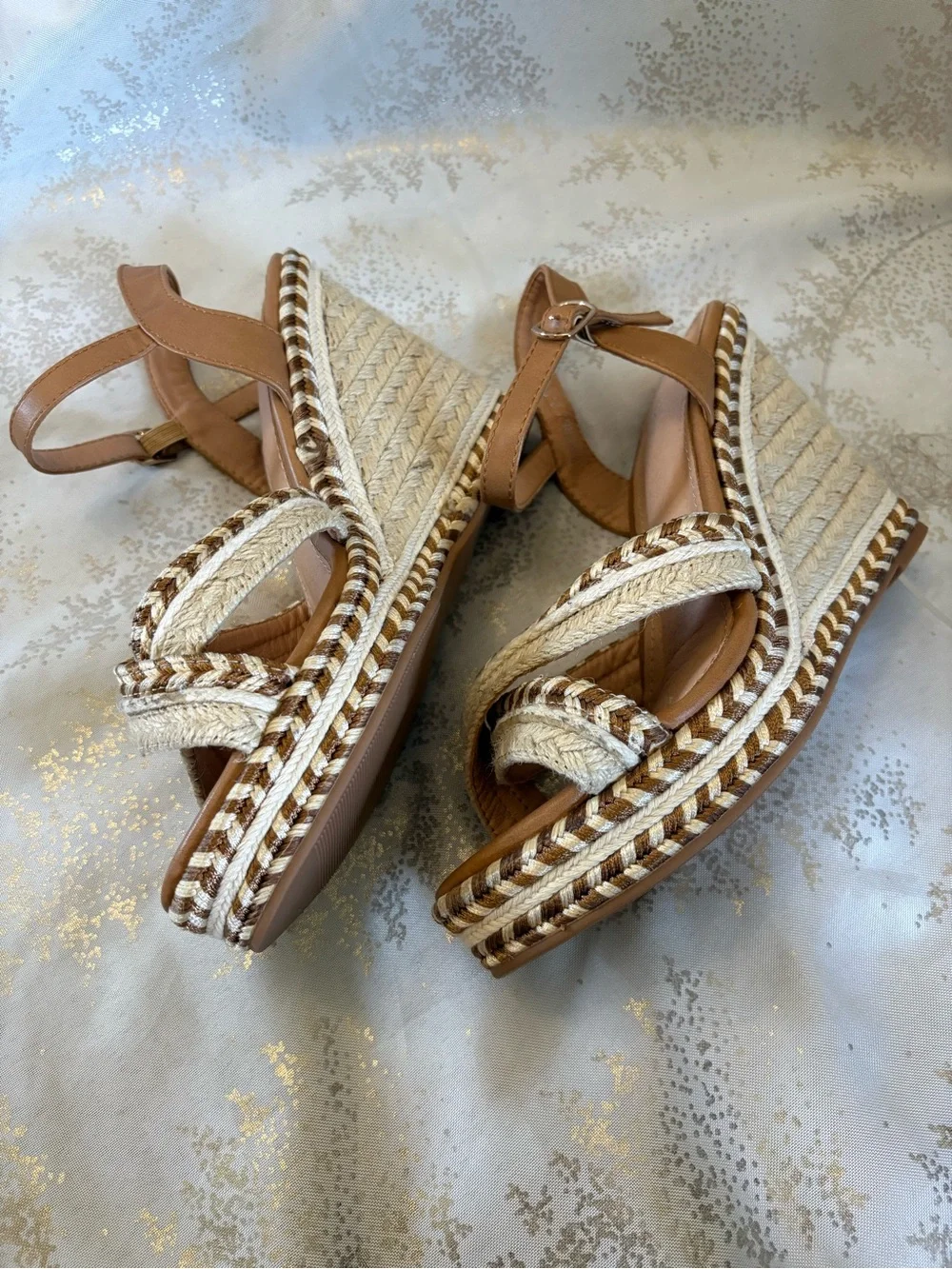 Braided Espadrille Platform Sandal - Tan & Cream